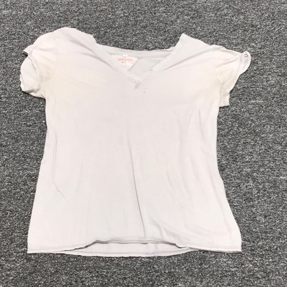 Pete & Greta/Johnny Was White Fitted Puff Sleeve Short Sleeve Tee